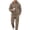 Khaki, variant on Mens Full Zip Fleece Hooded Tracksuit Set Two Piece Outfit with Drawstring Sweatpants and Long Sleeve Jacket for Casual Wear