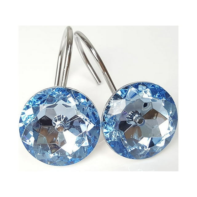 Ganchos para cortina de ducha, 12 piezas Ganchos para cortina de baño con diamantes de imitación acrílicos Ganchos de ducha decorativos para baño, cortinas y forro Adepaton LRWJ060-4