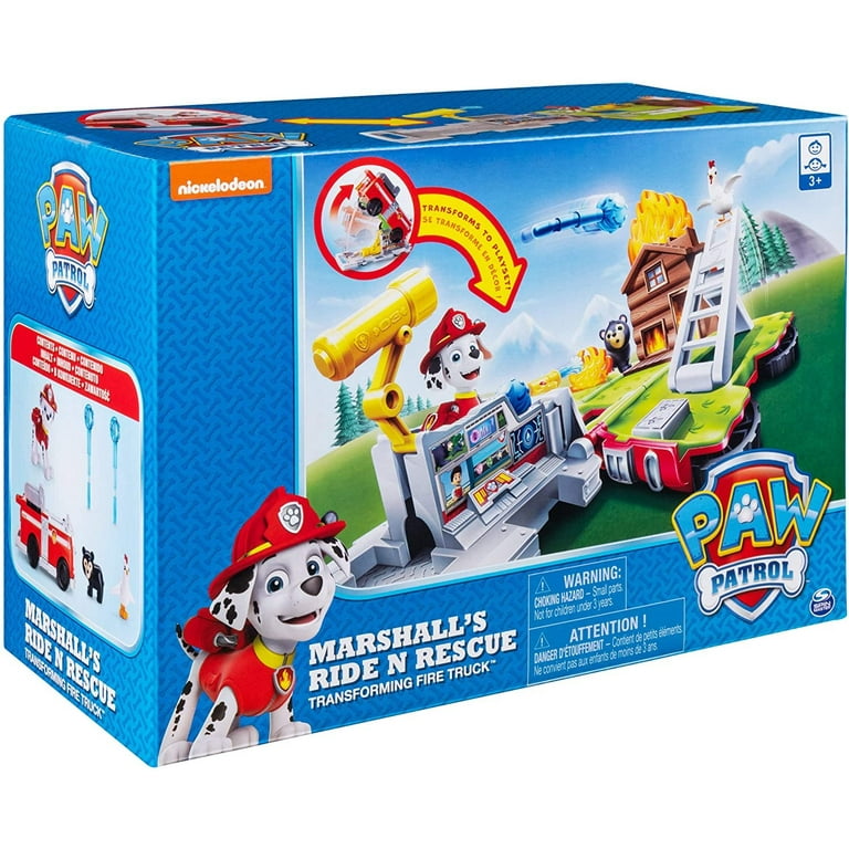 Paw Patrol, Marshalls Ride n Rescue, Transforming 2-in-1 Playset and Fire  Truck, for Kids Aged 3 and Up