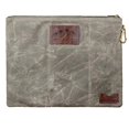 thumbnail image 2 of Porte-documents à Fermeture Éclair Résistant à l'Eau, s'Adapte à un Dossier Manila, Grande Pochette en Toile Cirée Rustique avec Cuir Pleine Fleur, Poches Intérieures, Mousqueton, Tient Vos Livres, Fournitures A4, Accessoires de Voyage. Olive., 2 of 3