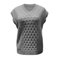 thumbnail image 3 of Pxiakgy Ladies College Style Knitted Sweater Vest Sleeveless V-Neck Retro Vest Grey XL, 3 of 5