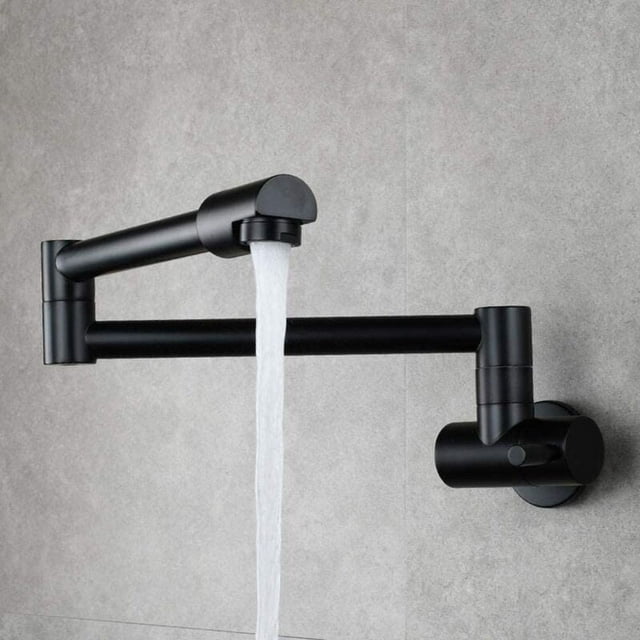 Wall-Mounted Mixer Tap with Multi-Function Cold Water Sprayer for Sink - Black 360° Rotating Kitchen Faucet