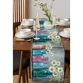 thumbnail image 4 of ERUNPONLY White Spring Floral Table Runner - 60 Inch Long Farmhouse Flowers Wooden Vintage Cotton and Linen Blended Dress Scarves Farmhouse Table Runner for Kitchen Dining, Coffee Table, 13"x60", 4 of 8
