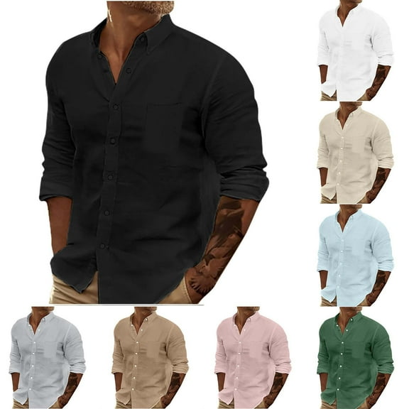 Miluxas Men's Stretch Regular Fit Long Sleeve Dress Shirts Lightweight Business Casual Button Down Shirts with Pocket White