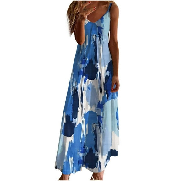 gbyLJF Plus Size Ruffle Dress Floral Womens Dress Plus Size Asymmetrical Dress Straight Dress A04_Blue L