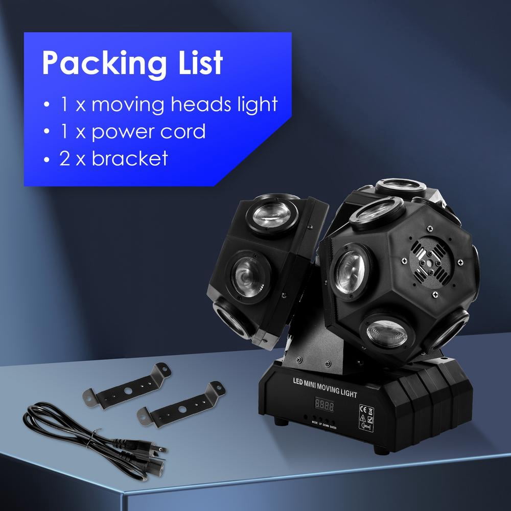 Mulaxen Moving Head Light RGBW Stage Lighting DJ Lights 18 x 12W LED Beam Spotlight 15/18 CH Wash Light with DMX 512 and Sound Activated for Church Wedding Bar Christmas and Halloween