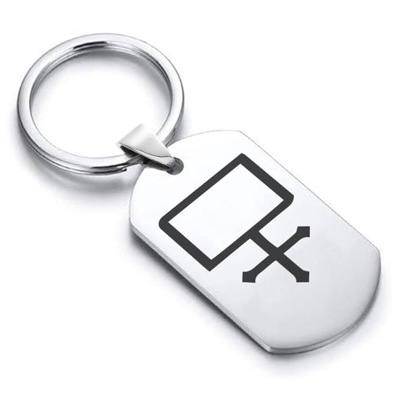 Stainless Steel Potassium Carbonate Alchemy Symbol Dog Tag Keychain Circle Ring