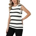 thumbnail image 4 of INSPIRE CHIC Crochet Tank Top for Women's Stripe Sleeveless Summer Hollow Out Vacation Casual Vest S Black White, 4 of 6