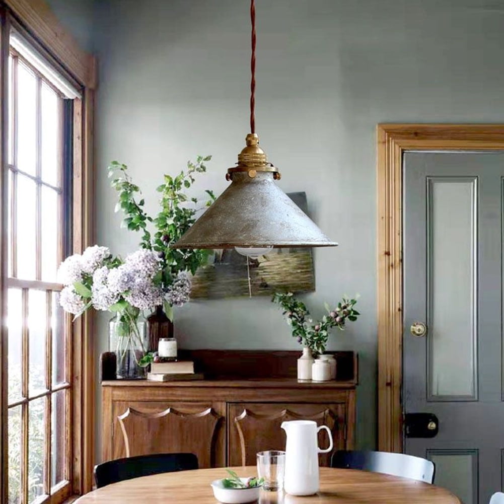 Retro Industrial Style Metal Iron Pendant Lighting, Vintage Rustic Farmhouse Pendant Light Fixture, American Farmhouse Pendant Lamp for Over Kitchen Sink Island Dining Table Entrance Bar