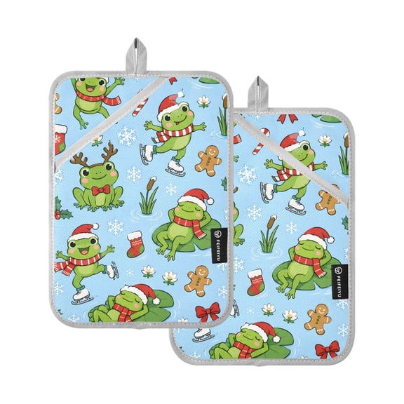 Two Pieces Of Square Heat Insulation Pad Oven Mitts Flog 7x9.8 Inch Oven Microwave Kitchen Cooking Baking