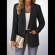 thumbnail image 5 of Blazer Informal de Otoño para Mujer, Ligero, con Forro Completo, Cuello de Solapa con Botones, Ajustado, Moderno y con Bolsillo Negro M, 5 of 10