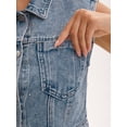 thumbnail image 5 of DARING DIVA Women's Button Down Washed Sleeveless Jean Jacket S Gray Blue, 5 of 7