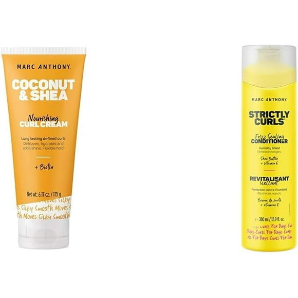 SHILIU-Coconut Oil & Shea Butter Curl Defining Cream \u2013 Anti Frizz Biotin Detangling Cream to Enhance Curls \u2013 175 g & Strictly Curls Frizz Sealing Conditioner, 12.9 oz