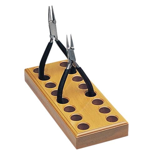 Wooden Plier Block Stand Tool Rack For Jewelers Holds 8 Pliers