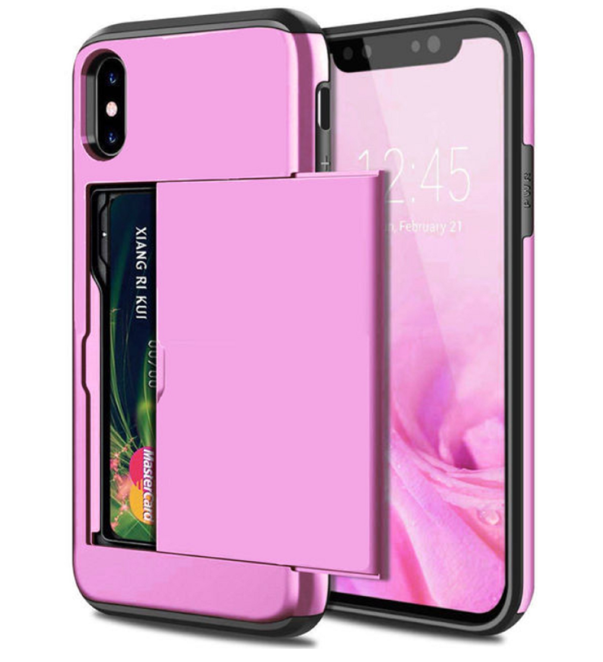 Iphone Xs Max Slim Armor Hybrid Case With Card Holder In Red