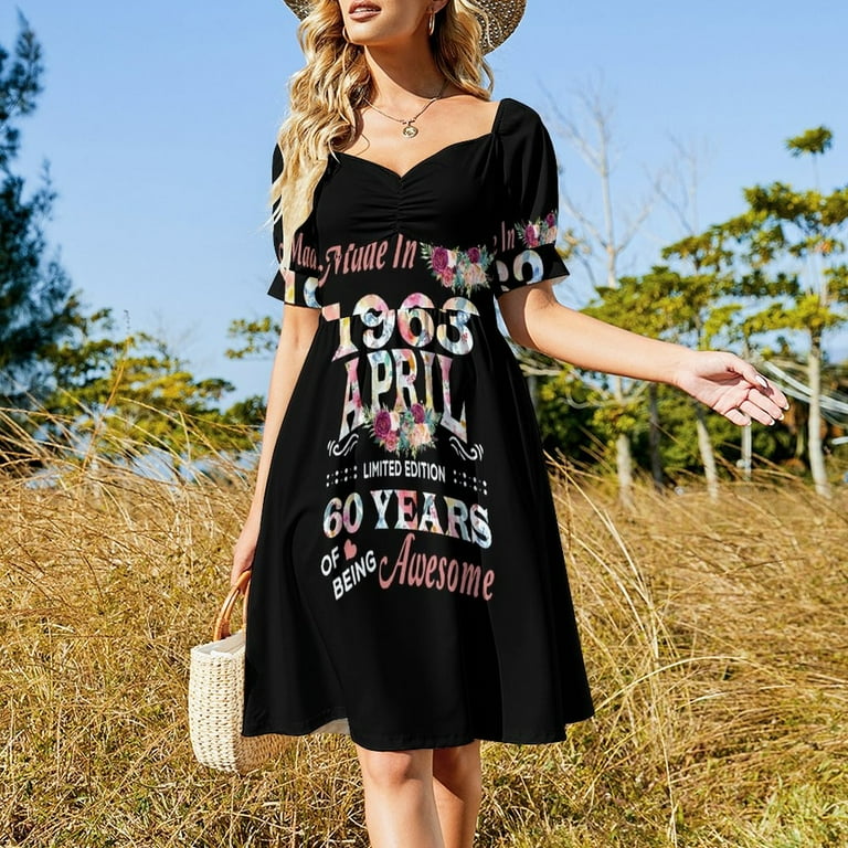 April Flower 1963 60 Years Of Being Awesome Sleeveless Dress women formal  occasion dresses women's fashion dresses - Walmart.com