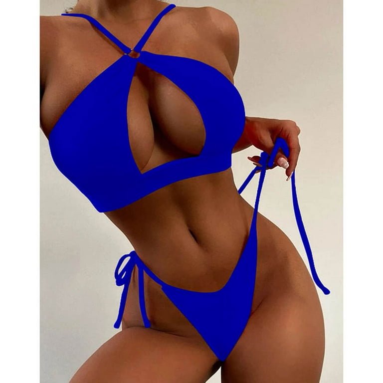  Womens Two Piece High Waisted Bikini Set Tummy Control Swimsuit  Full Coverage Bathing Suit Royal Blue XL