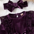 thumbnail image 4 of IBTOM CASTLE Vintage Princess Toddler Baby Girl Long Sleeve Velvet Ruffle Tutu Lace Dress Xmas Wedding Birthday Party Fall Winter Clothes 2-3 Years Eggplant, 4 of 8