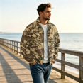 thumbnail image 4 of CCRFTGI Corduroy Jackets for Men Zip Up Bomber Vintage Casual Long Sleeve Lapel Collar Camo Relaxed Fit Fall Winter Jacket Brown S, 4 of 7