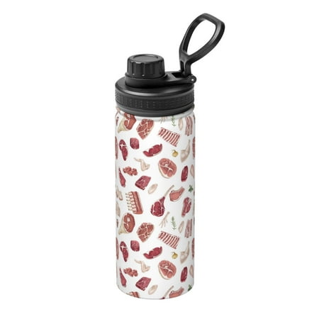 

Gaeub Different Meat Print Stainless Steel Water Bottle 18oz Sports Insulated Kettle for Women Men Suitable as a Gift