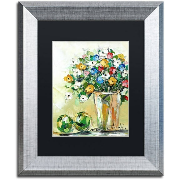 Trademark Fine Art "Spring Flowers in a Vase 5" Canvas Art by Hai Odelia, Black Matte, Silver Frame