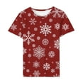 thumbnail image 4 of DeHolifer Christmas Shirts for Women Xmas Printed Tree Shirt Top Short Sleeve Crew Neck Casual Plus Size T Shirt Red 3XL, 4 of 4