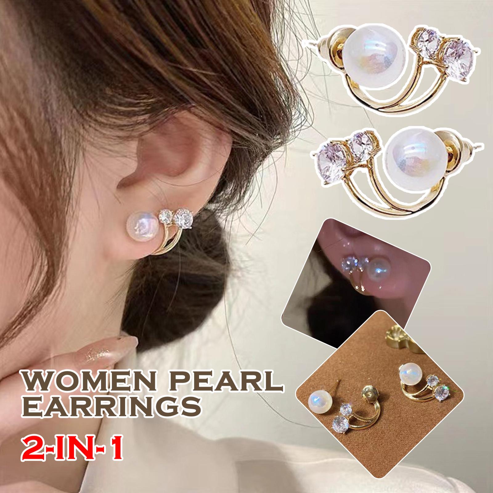 Fashion Rhinestone Crystal Pearl Ear Stud Earrings Jewelry Gift Women G3C9 - image 2 of 9