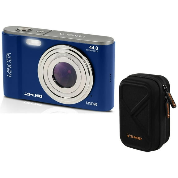 Minolta Minolta MND20 44 MP 2.7K Ultra HD Digital Camera (Blue) With Slinger Camera case