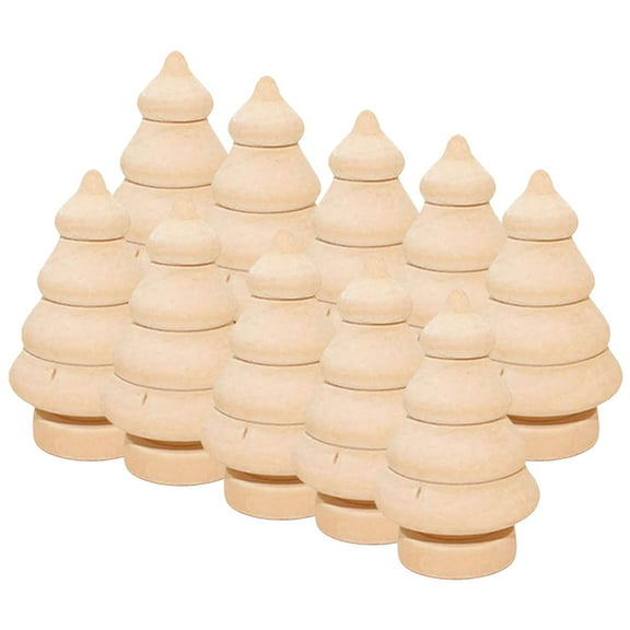 HOMOBABE 10Pcs Unfinished Solid Wood Christmas Tree Ornaments for Crafts and Home Decor 2.36 x 1.38 x 1.38 Inches