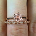 thumbnail image 2 of Sale Antique 1.25 carat Round Cut Morganite and Diamond Bridal Wedding Ring Set on 10k Rose Gold, 2 of 4