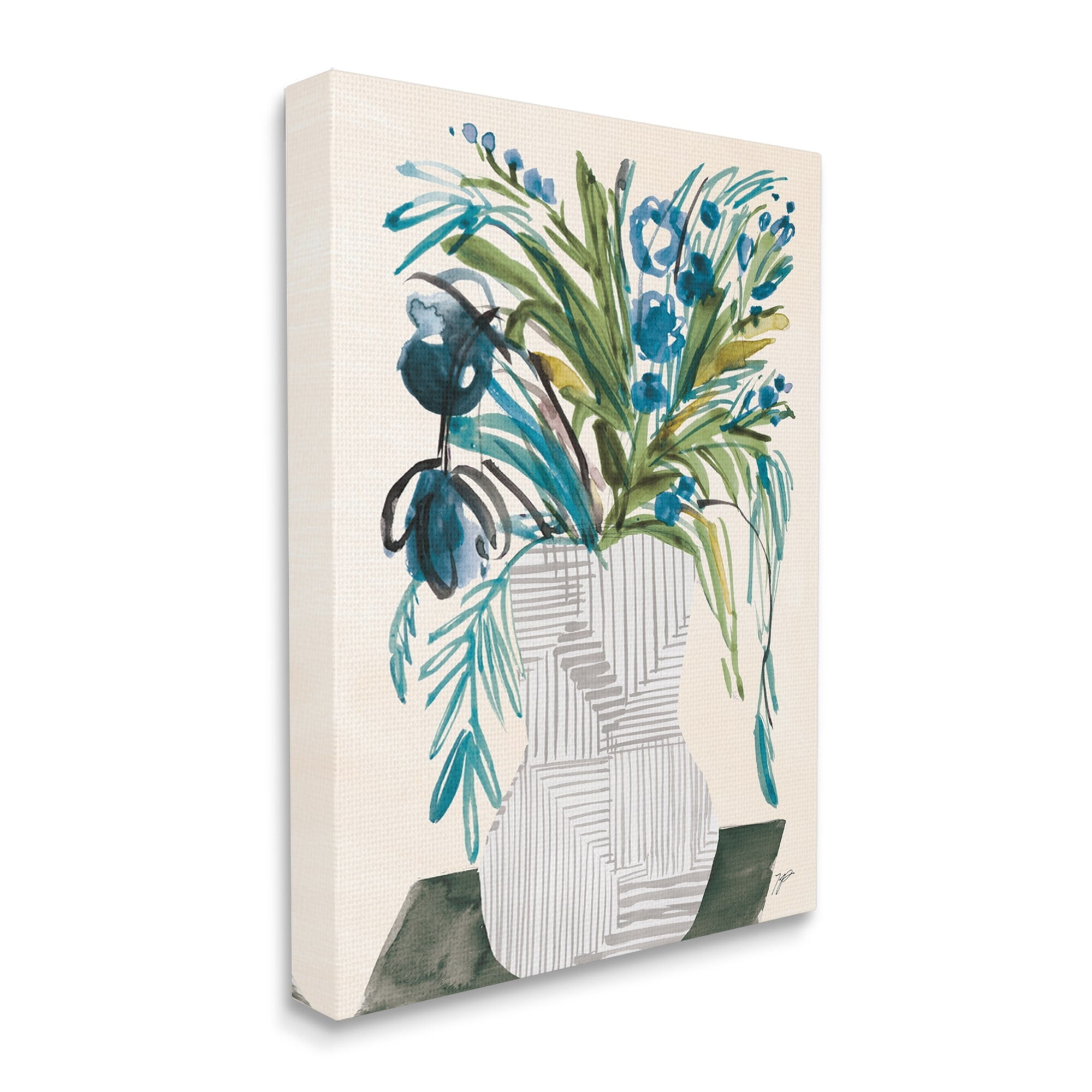 Stupell Industries Modern Cascading Blue Flowers Abstract Floral Arrangement, 16 x 20,Design by Karyn Panganiban