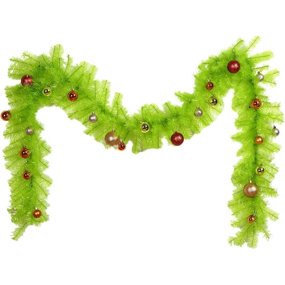 Guvpev 9FT Christmas Garland, UV Resistant Material, Artificial Christmas Pine Needles Garland Ornaments, Reusable Green Faux Cedar Garland for Mantel, Stairs, Porch, Wedding, Fireplace, Window