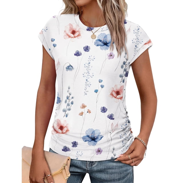 Blusa SAMPEEL para mujer, manga corta, holgada, verano, XXL