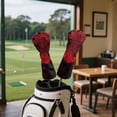 thumbnail image 3 of Uorisanigo Golf Club Head Covers for Drivers, Fairway Woods and Hybrids, 3Pcs Red Cobweb Spider Golf Headcovers Set with Soft Lining, Waterproof PU Accessories Gift for Women Men, 3 of 7
