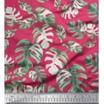 thumbnail image 1 of Soimoi Pink Satin Silk Fabric Monstera Leaves Print Fabric by the Yard 42 Inch Wide, 1 of 1