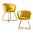 thumbnail image 4 of Modern Accent Velvet Chairs, Set of 2, Dining Chairs, Single Sofa Chair, Comfy Upholstered Arm Chair, Mid-Century Leisure Lounge Chairs with Iron Metal Gold Plated Legs, for Compact Space, Yellow, 4 of 7