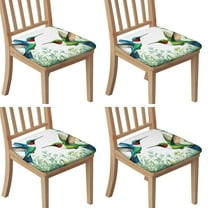 Hummingbird Seat Covers for Dining Room Chairs Set Of 4,Stretch Printed Washable Chair Seat Cover with Elastic Ties and Button,Removable Waterproof Couch Cushion Covers