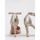 thumbnail image 2 of opean And American Style Luxurious & Women's Shoes, Stiletto High Heels With Metal Flower Decoration, Pointed Toe Satin Ankle Strap Sandals, L, 2 of 4