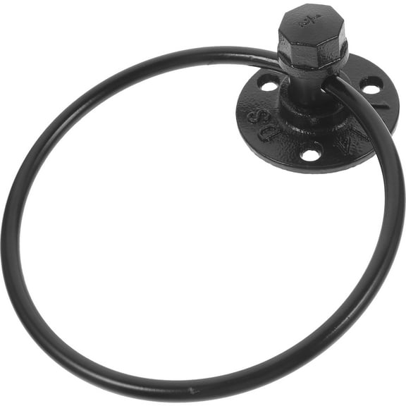 ibasenice Black Industrial Towel Ring Wall Mounted Bathroom Hand Towel Holder with Retro Style