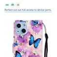 thumbnail image 5 of iPhone 13 Mini Case with Card Holder/Detachable Hand Strap, Allytech Kickstand Folio Flip Wallet Credit Card Slots Magnetic Snap PU Leather Protective Case for iPhone 13 Mini 5.4" 2021, Blue Butterfly, 5 of 5