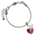 thumbnail image 2 of Delight Jewelry Silver Plated Striped Red Enamel Heart with Beaded Decoration - Rope Charm Bead Dangle with Mini 2026, 2 of 4