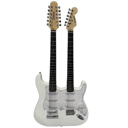 Zenison White Double Neck Electric Guitar White 12 String & 6 String Body Maple