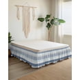 thumbnail image 2 of Blue Striped Wrap Around Bed Skirts for Queen Bed 16" Drop,Bed Skirt with Adjustable Elastic Belt Dust Ruffle Bed Valance for Bedroom Hotel Boho Modern Geometric Abstract Art Ethnic Bed Frame Cover, 2 of 7