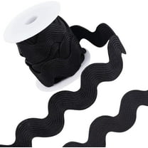 1 Roll 1-3/8 inch(34mm) RIC Rac Trim Ribbon 5 Yards Black Rick Rack Wave Sewing Bending Fringe Trim Woven Fabric Lace Ribbon Craft