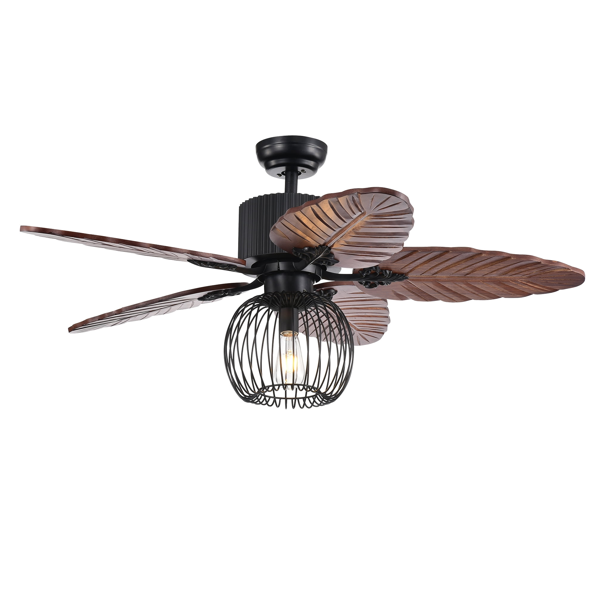 Aguano 48 Inch Lighted Ceiling Fan, Leaf Blade Ceiling Fan