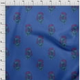 thumbnail image 3 of oneOone Cotton Jersey Medium Blue Fabric Floral Block Craft Projects Decor Fabric Printed By The Yard 58 Inch Wide, 3 of 4