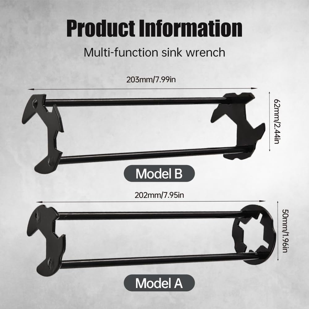 2026 Upgraded Multifunctional Sink Wrench Tool - 2Pcs Basin Wrench Set, 7-in-1 Faucet Installation and Removal Tool for Tight Spaces, Four-jaw Hex Spanner for Kitchen Bathroom Plumbing
