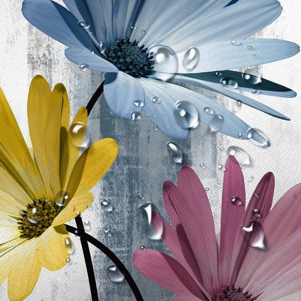 Rustic Farmhouse Shower Curtain, Farm Blue Daisy Floral Flowers and Butterfly on Country Wooden Shower Curtain for Bathroom, Turquoise Pink Yellow Bathroom Shower Curtains with 6PCS Hooks, 36X72IN