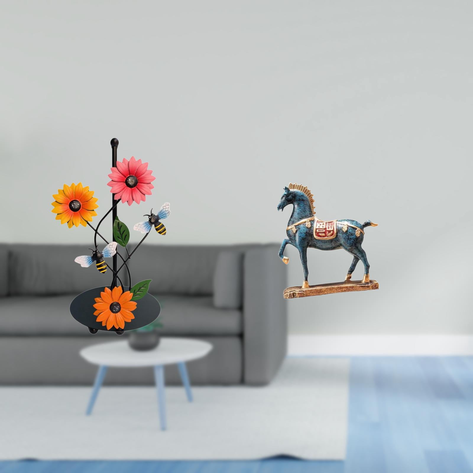 Fiocias Horse Paper Towel Holder Dispenser Non Slip Vertical Tissue Rack Figurine Desktop Ornament Fengshui Decor Standing Sculpture for Home Desk Living Room
