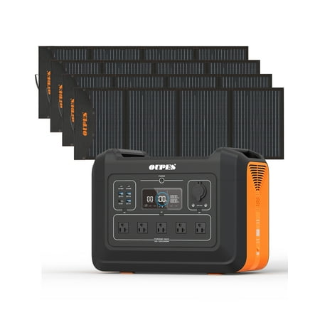 

OUPES 2400W Solar Generator with 4*240W Panels Included 2232Wh Portable Power Station w/ 5 2400W AC Outlets for Outdoors Camping RV High-Power Appliances Emergency